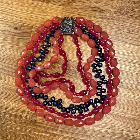 Semi-Precious Stone and Freshwater Pearl Necklace 16-24